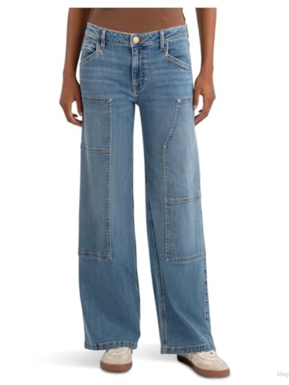 High-Rise Straight Leg Jeans Lightweight Stretch Denim Five-Pocket